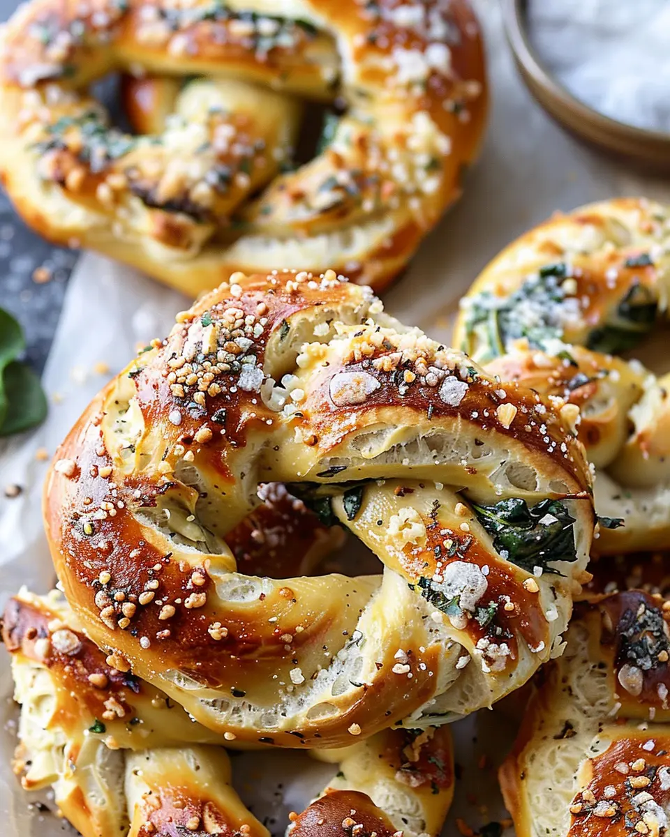 Spinach and Artichoke Stuffed Soft Pretzels: Irresistibly Cheesy Delight
