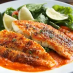 Parmesan Crusted Tilapia with Roasted Red Pepper Sauce