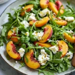 Arugula Salad With Peaches, Goat Cheese and Basil