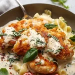 Crispy Italian Chicken with Basil Cream Sauce