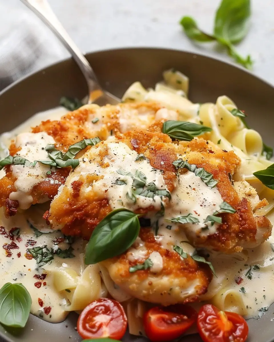 Crispy Italian Chicken with Basil Cream Sauce: A Comforting Delight