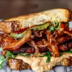 BEST Bacon Sandwich with Caramelized Onions & Chipotle Mayo