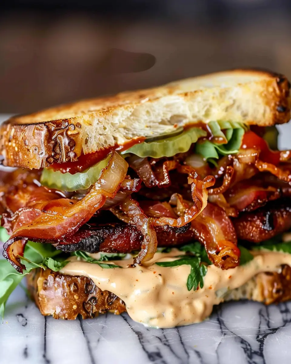 Best Bacon Sandwich with Caramelized Onions &amp; Chipotle Mayo Delight