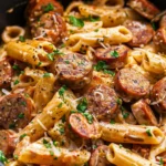 One Pot Creamy Cajun Sausage Pasta