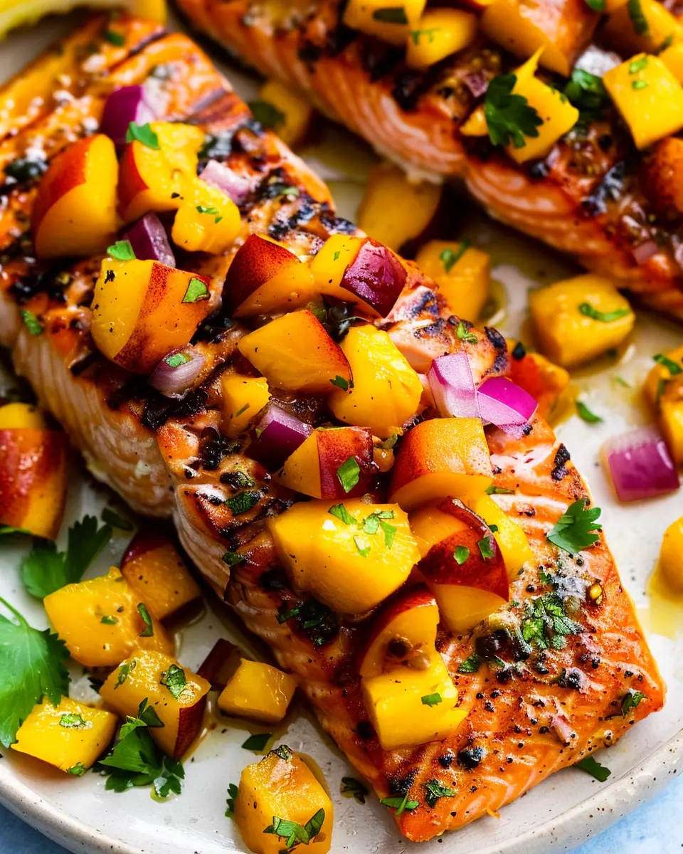 Grilled Salmon with Mango Peach Salsa: A Juicy Summer Delight