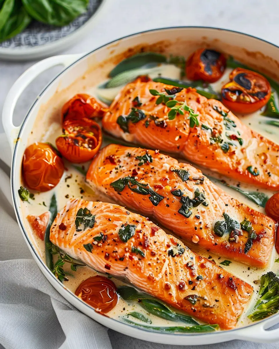One-pan creamy Tuscan salmon with turkey bacon: Easy and Delicious